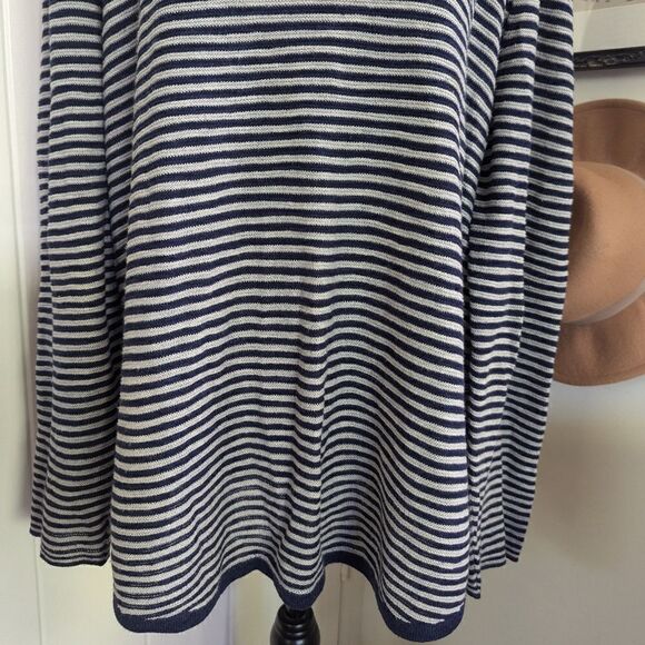 Eileen Fisher Organic Linen Striped Sweater LG Quiet Luxury Coastal Cowgirl - Picture 5 of 10